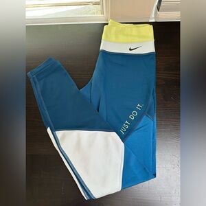 Nike Women's Leggings in Blue, White, and Yellow